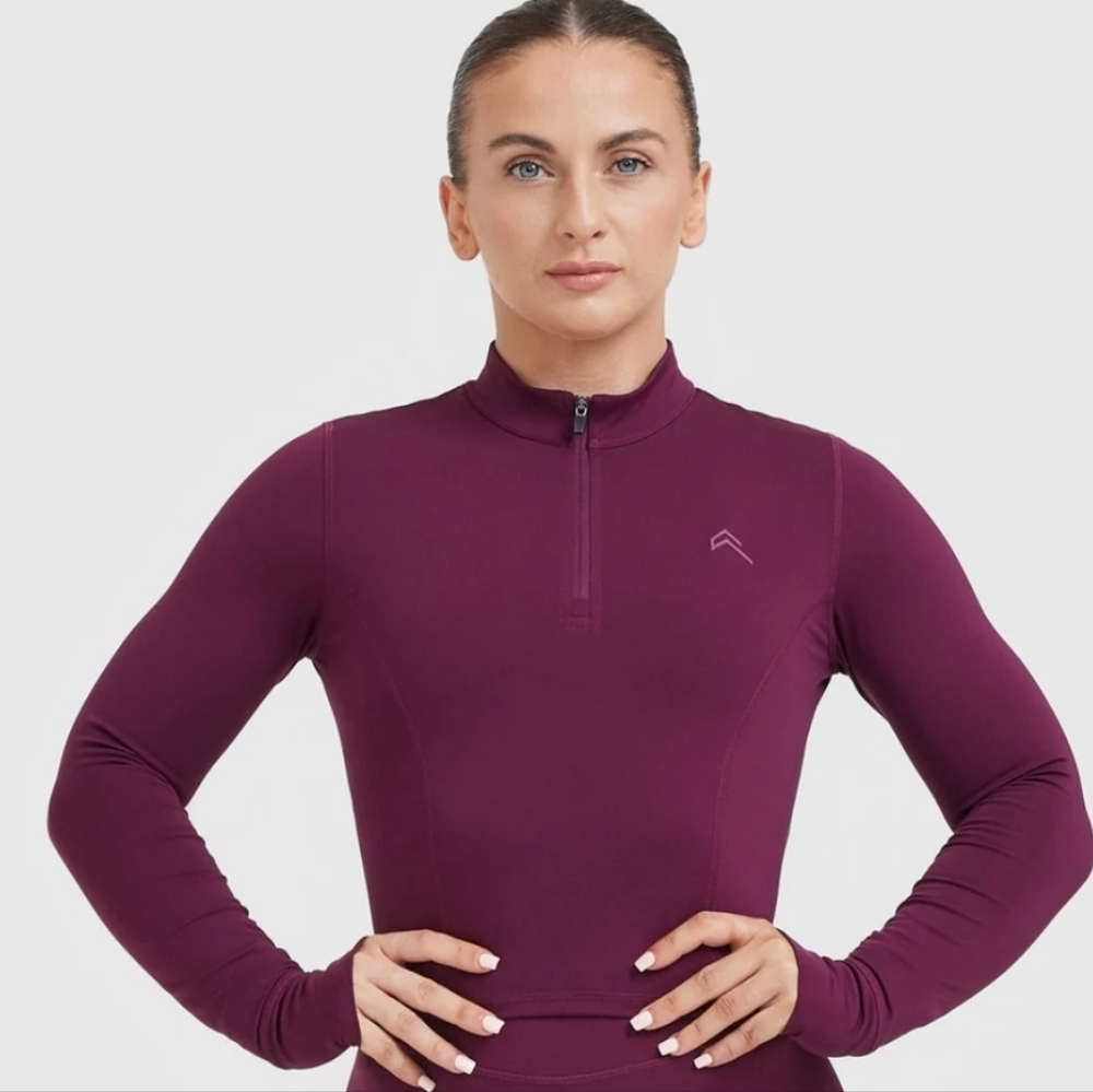 Oner ActiveTIMELESS HALF ZIP MID LONG SLEEVE TOP - ripe fig SMALL